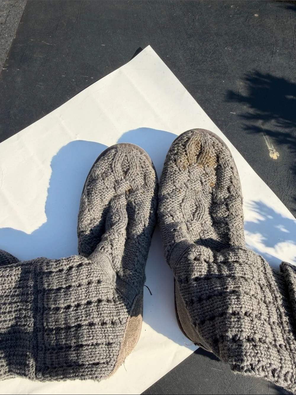 UGG Gray Knit Button Mid-Calf Winter Boots